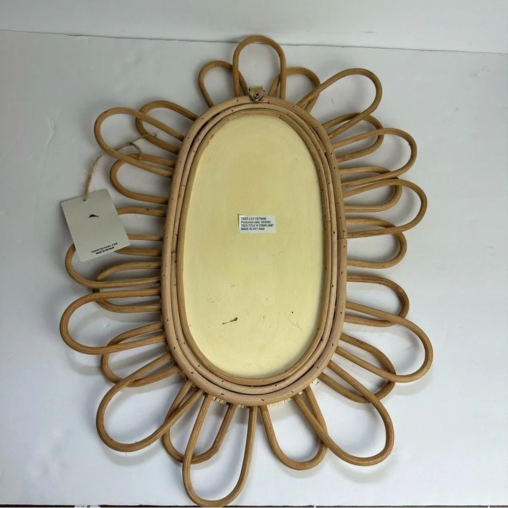 Tommy Bahama Wicker Oval Mirror Bohemian Boho NEW tan beach hippie decor floral